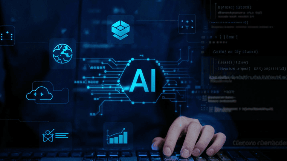 AI technology represented through connected systems and data interfaces